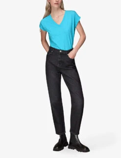 Whistles Willa Organic Cotton-jersey T-shirt -Closet By She R04129281 TURQUOISE ALT01