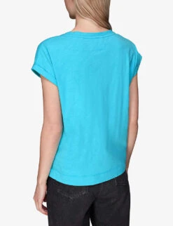 Whistles Willa Organic Cotton-jersey T-shirt -Closet By She R04129281 TURQUOISE ALT03