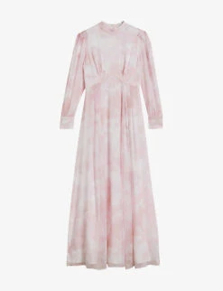 Ted Baker Huron Blouson-sleeve Recycled-polyester Maxi Dress