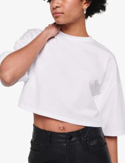 Frances Cropped Oversized Stretch-cotton T-shirt 9 Frances Cropped Oversized Stretch-cotton T-shirt -Closet By She R04129964 WHITE ALT02
