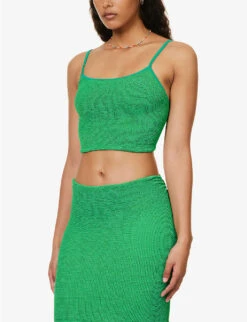 Brandy Seersucker Stretch-woven Top -Closet By She R04130304 EMERALD ALT02