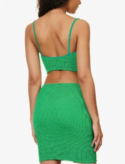 Brandy Seersucker Stretch-woven Top -Closet By She R04130304 EMERALD ALT03