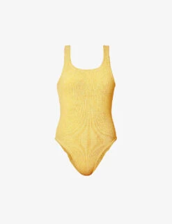Square-neck Seersucker-weave Swimsuit