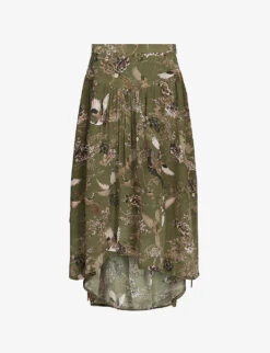AllSaints Kaye Peggy Patterned Regular-fit Woven Midi Skirt