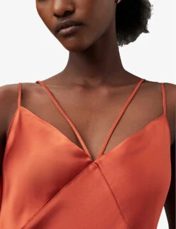 AllSaints Sassi Scoop-neck Adjustable-strap Woven Midi Dress -Closet By She R04132654 CLAYRED ALT04