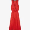 THE KOOPLES V-neck Elasticated-waist Satin Maxi Dress -Closet By She R04133982 RED01 M