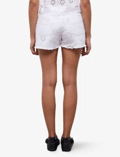 THE KOOPLES Embroidered Cut-off Denim Shorts 10 THE KOOPLES Embroidered Cut-off Denim Shorts -Closet By She R04135421 WHI01 ALT03