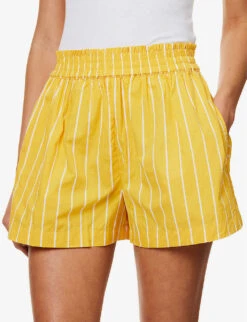 Faithfull The Brand Elva High-rise Cotton-poplin Shorts -Closet By She R04135585 ADIASTRIPEPRTCITRUS ALT04