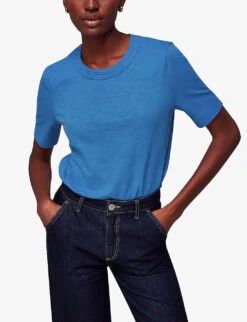 Whistles Rosa Relaxed Cotton-jersey T-shirt -Closet By She R04135838 BLUE ALT02