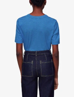 Whistles Rosa Relaxed Cotton-jersey T-shirt -Closet By She R04135838 BLUE ALT03