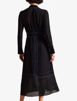 Ted Baker Claiirr Scallop-trim Woven Midi Dress -Closet By She R04135845 BLACK ALT02