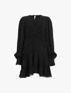 AllSaints Zora Ruffled Woven Mini Dress