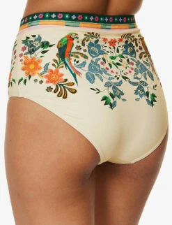Zimmermann Ginger Floral-print High-rise Bikini Bottoms -Closet By She R04136572 CREAMMULTI ALT03