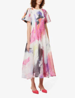Nova Abstract-print Pleated Maxi Dress -Closet By She R04136625 ABSTRACTSUNSET ALT02