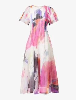 Nova Abstract-print Pleated Maxi Dress
