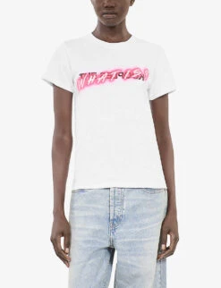 THE KOOPLES 'What Is?' Logo-print Cotton-jersey T-shirt -Closet By She R04137041 WHI01 ALT02