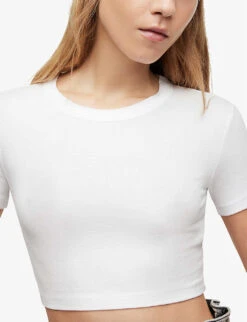 AllSaints Tina Cropped Slim-fit Stretch-woven T-shirt 11 AllSaints Tina Cropped Slim-fit Stretch-woven T-shirt -Closet By She R04137057 OPTICWHITE ALT04
