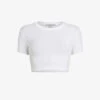AllSaints Tina Cropped Slim-fit Stretch-woven T-shirt -Closet By She R04137057 OPTICWHITE M