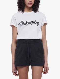 THE KOOPLES Logo-embroidered Drawstring-waist Cotton Shorts -Closet By She R04137387 BLA55 ALT02