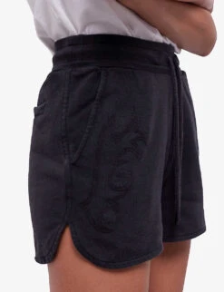 THE KOOPLES Logo-embroidered Drawstring-waist Cotton Shorts -Closet By She R04137387 BLA55 ALT04