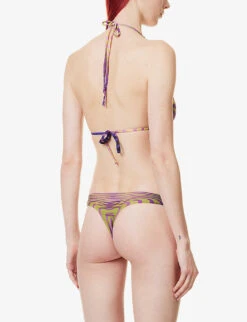 Jean Paul Gaultier Abstract-print Halterneck Bikini Top -Closet By She R04137661 GREENPURPLE ALT03