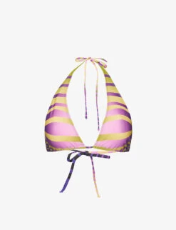 Jean Paul Gaultier Abstract-print Halterneck Bikini Top