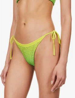 SELF PORTRAIT Crystal-embellished Gradient-pattern Bikini Bottoms -Closet By She R04137718 GREEN ALT02