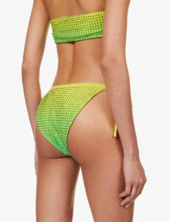 SELF PORTRAIT Crystal-embellished Gradient-pattern Bikini Bottoms -Closet By She R04137718 GREEN ALT03