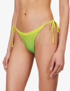 SELF PORTRAIT Crystal-embellished Gradient-pattern Bikini Bottoms -Closet By She R04137718 GREEN ALT04