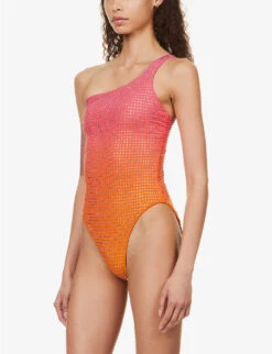 SELF PORTRAIT Crystal-embellished One-shoulder Swimsuit -Closet By She R04137720 PINK ALT02