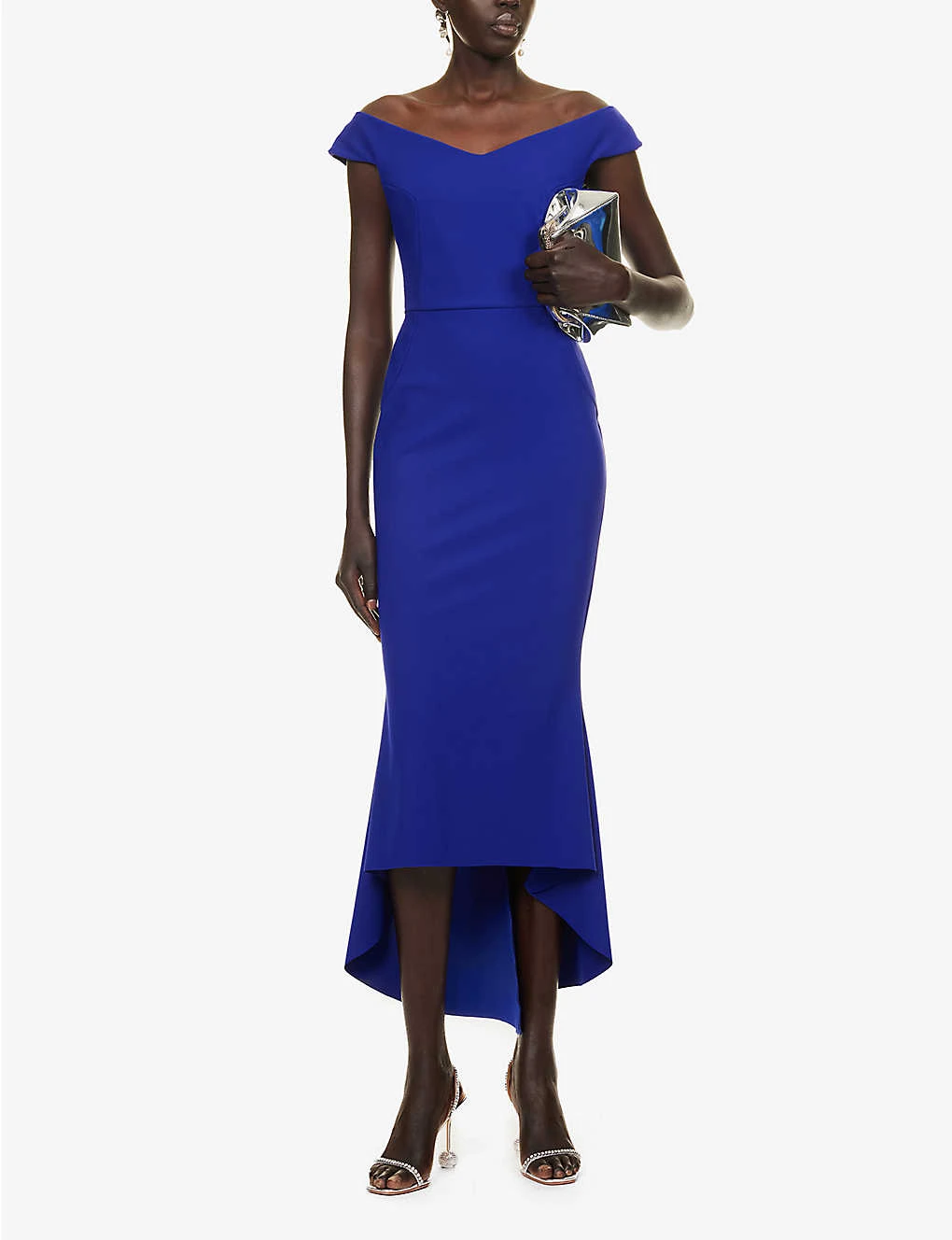 Arilda V-neck Dipped Hem Stretch-woven Midi Dress 4 Arilda V-neck Dipped Hem Stretch-woven Midi Dress - Image 2