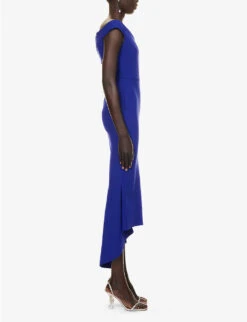 Arilda V-neck Dipped Hem Stretch-woven Midi Dress 10 Arilda V-neck Dipped Hem Stretch-woven Midi Dress -Closet By She R04140671 VIOLET ALT02
