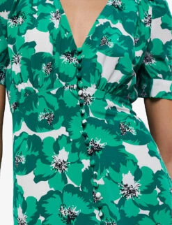 THE KOOPLES Floral-print Silk Midi Dress 9 THE KOOPLES Floral-print Silk Midi Dress -Closet By She R04140790 GRN01 ALT03