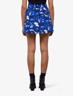 THE KOOPLES Floral-print Silk Mini Skirt -Closet By She R04140802 BLU01 ALT03