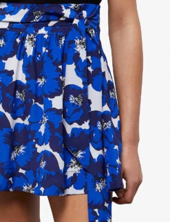 THE KOOPLES Floral-print Silk Mini Skirt -Closet By She R04140802 BLU01 ALT04