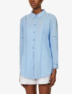 Mala Braided-trims Cotton Shirt -Closet By She R04142208 BLUBLU ALT02