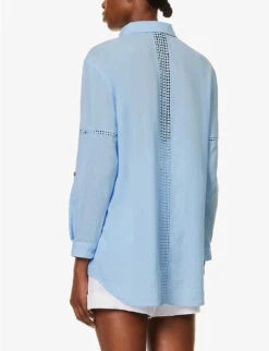 Mala Braided-trims Cotton Shirt -Closet By She R04142208 BLUBLU ALT03