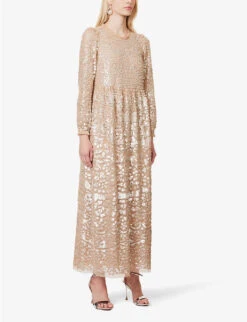 Lucille Sequin-embellished Long-sleeved Maxi Dress -Closet By She R04143956 SOFTCAMELGOLD ALT02
