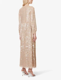 Lucille Sequin-embellished Long-sleeved Maxi Dress -Closet By She R04143956 SOFTCAMELGOLD ALT03