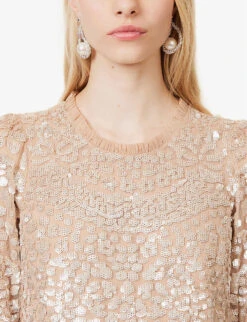 Lucille Sequin-embellished Long-sleeved Maxi Dress -Closet By She R04143956 SOFTCAMELGOLD ALT04