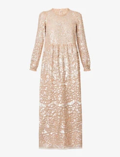 Lucille Sequin-embellished Long-sleeved Maxi Dress