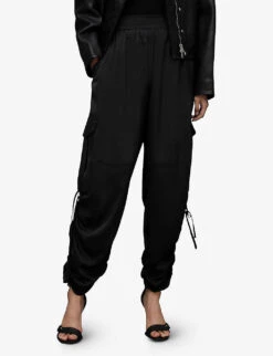 AllSaints Kaye Oversized Tapered High-rise Recycled Polyester-blend Cargo Trousers -Closet By She R04144084 BLACK ALT02