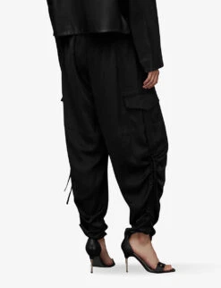 AllSaints Kaye Oversized Tapered High-rise Recycled Polyester-blend Cargo Trousers -Closet By She R04144084 BLACK ALT03