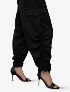 AllSaints Kaye Oversized Tapered High-rise Recycled Polyester-blend Cargo Trousers -Closet By She R04144084 BLACK ALT05