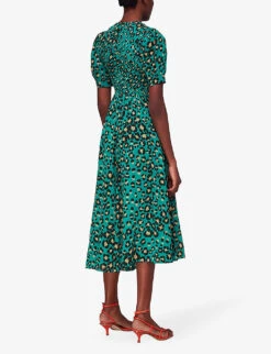Whistles Leopard-print Shirred Woven Midi Dress -Closet By She R04144929 MULTICOLOURED ALT03