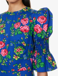 Toto Floral-print Cotton Midi Dress -Closet By She R04144936 COBALT ALT04