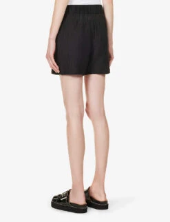 ANINE BING Koa Waffle-texture Rayon-blend Shorts -Closet By She R04146361 BLACK ALT03