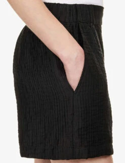 ANINE BING Koa Waffle-texture Rayon-blend Shorts -Closet By She R04146361 BLACK ALT04