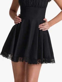 Kaia Square-neck A-line Woven Mini Dress -Closet By She R04146887 BLACK ALT04