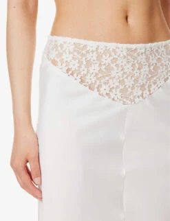Trimiti Lace-trim Satin Midi Skirt -Closet By She R04147086 WHITE ALT04